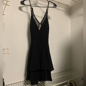 Black Lacy Back Mini Dress
